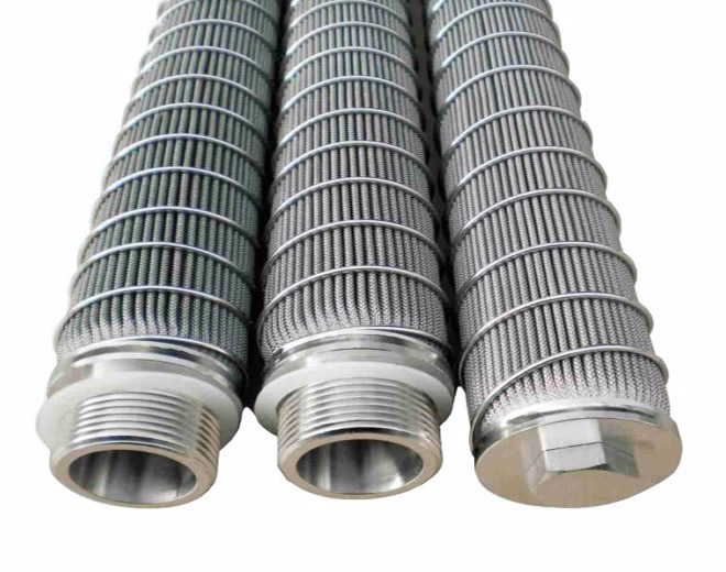 Metal pleated filter element